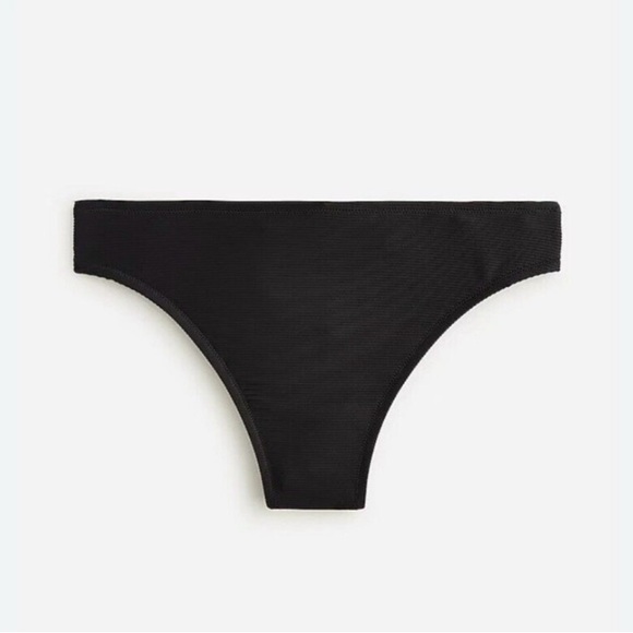 NWT J. Crew Ribbed High Rise Cheeky Bikini Bottom Black Retro 80s Style Sz S - Picture 1 of 14